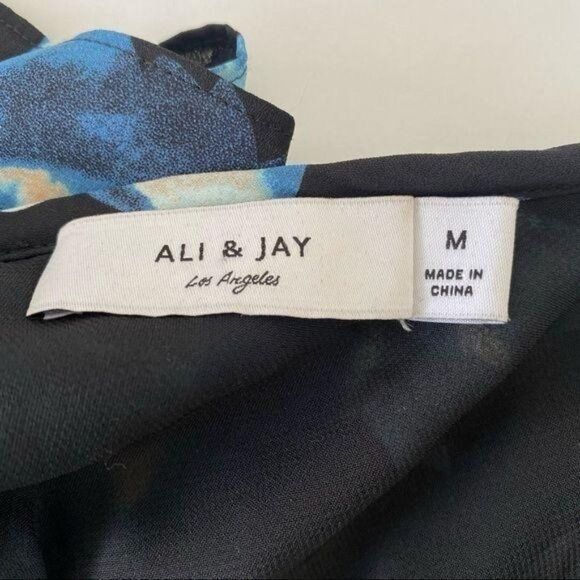 ALI & JAY Blue Floral One Shoulder Dress Sz M - Picture 7 of 8